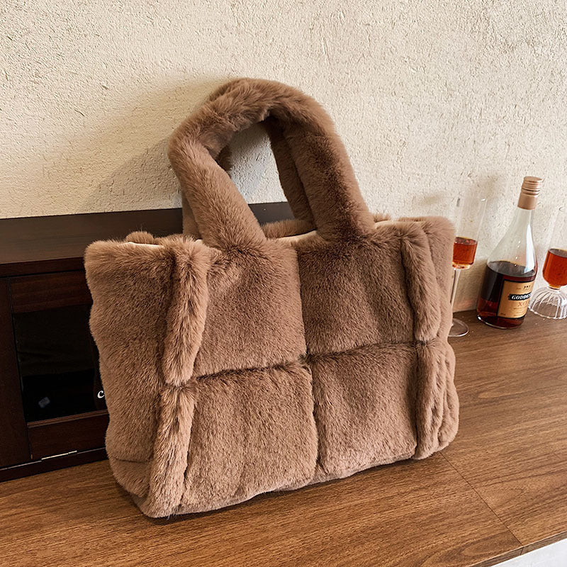 Women's Small Square Plush Shoulder Bag
