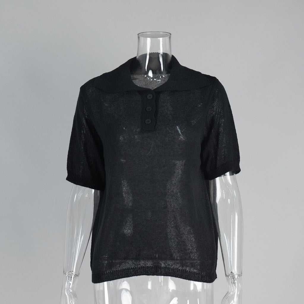 Polo Hollow Knitted Short-sleeved Shirt