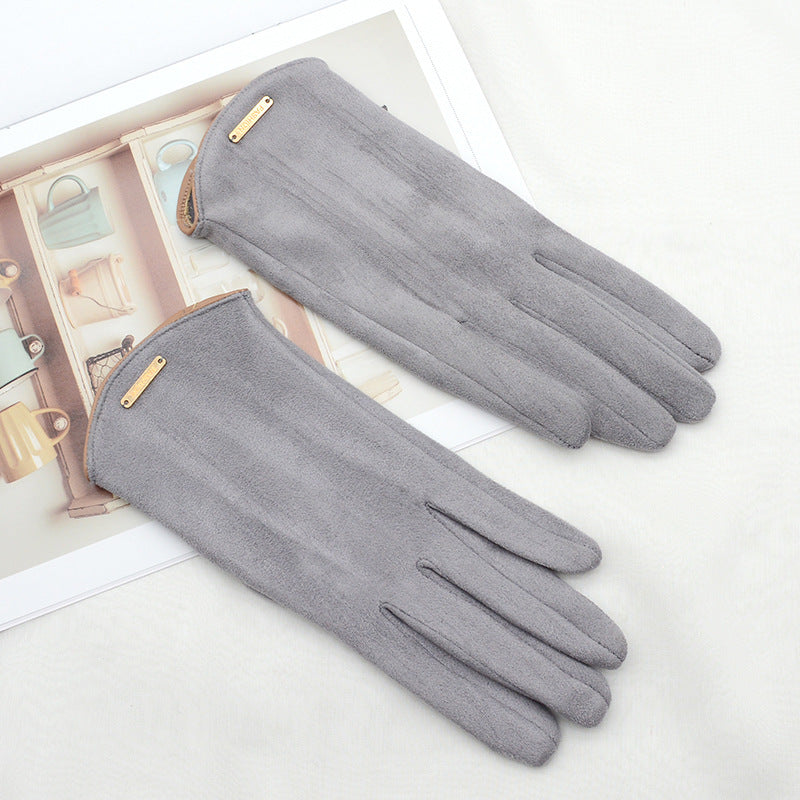 Women's Fleece Suede Gloves Warm And Cold Protection