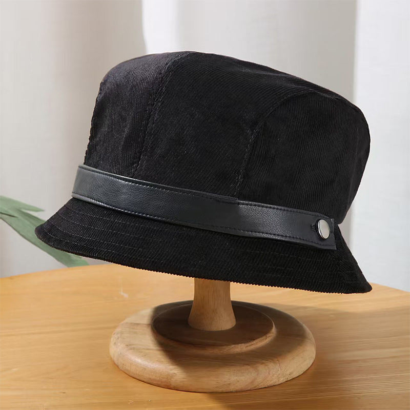 Corduroy Fisherman Hat Children's Autumn And Winter High-grade Hepburn Style
