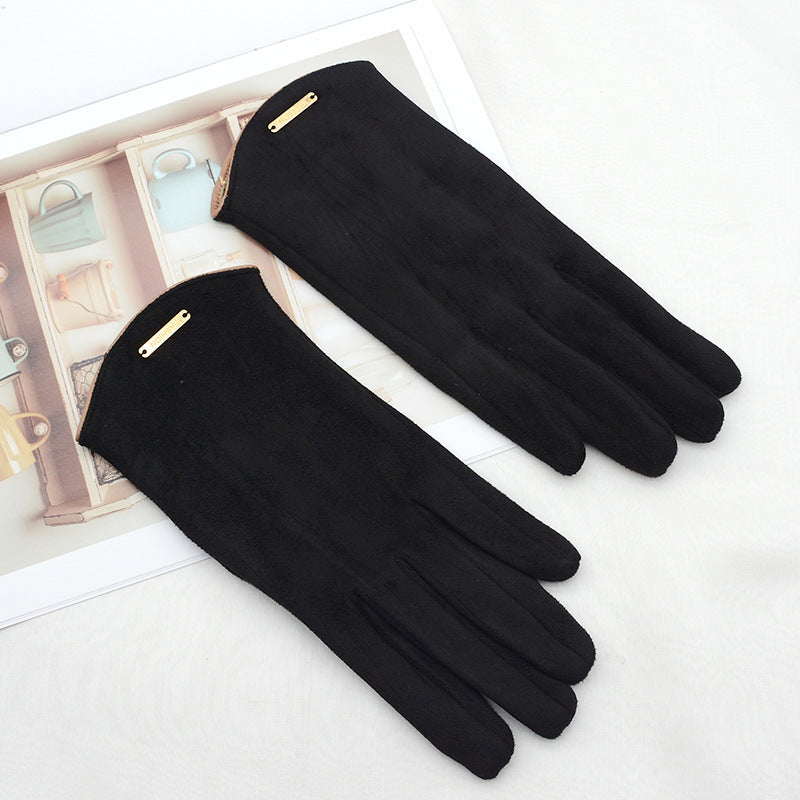 Women's Fleece Suede Gloves Warm And Cold Protection