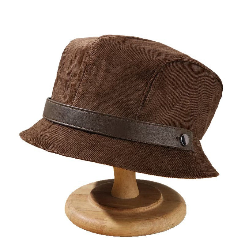 Corduroy Fisherman Hat Children's Autumn And Winter High-grade Hepburn Style