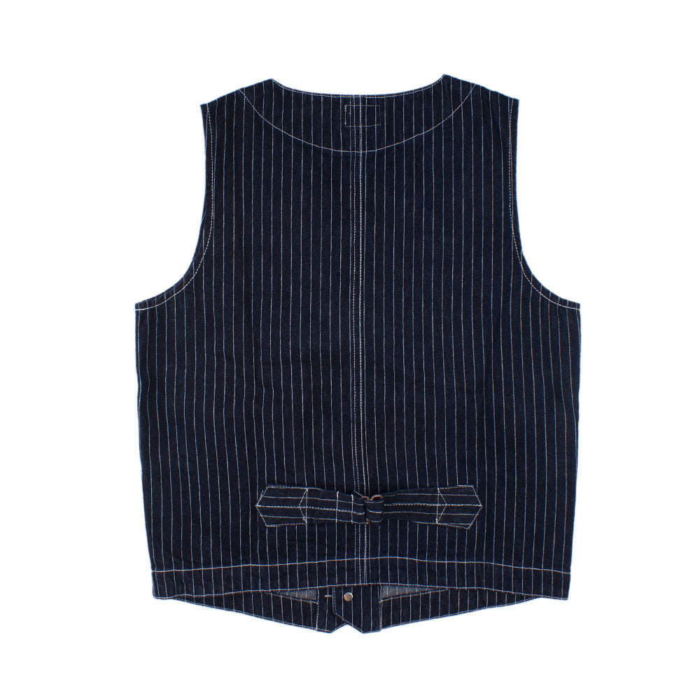 Striped Denim Retro Multi-pocket Male And Female Overalls Vest
