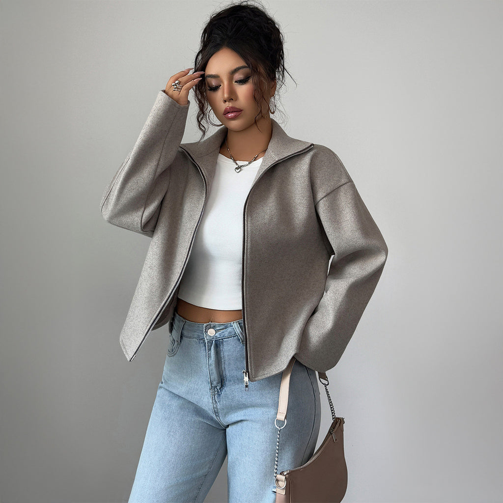 Solid Color Long Sleeve Jacket Coat Women's Clothing