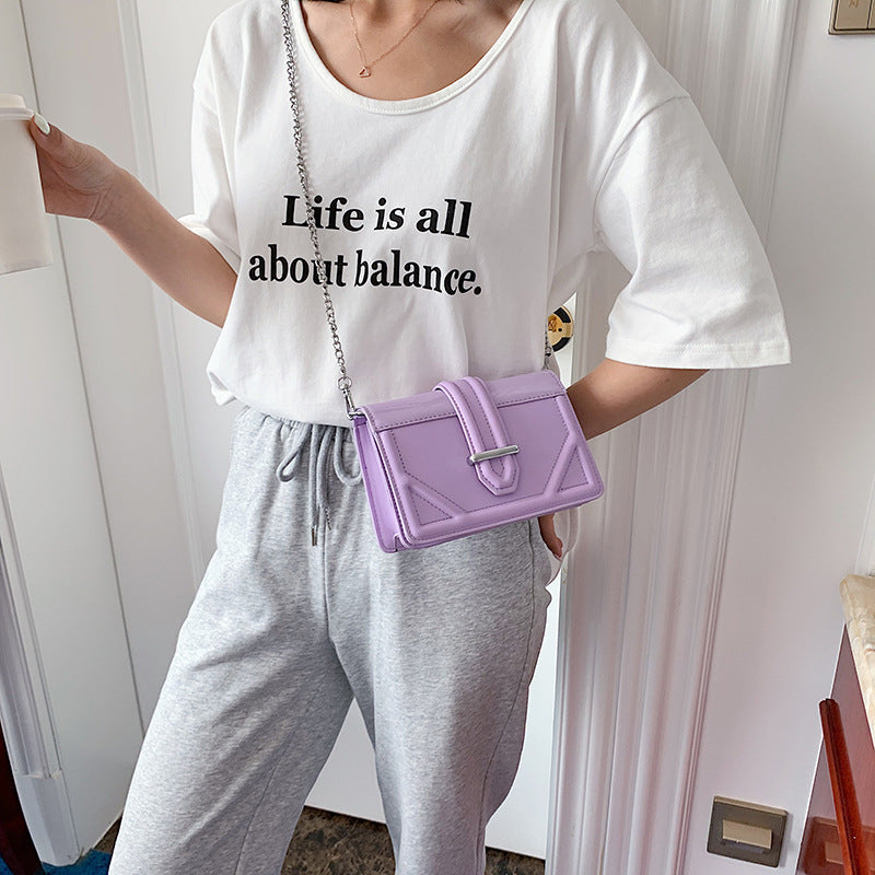 Chain Shoulder Solid Color Small Square Bag