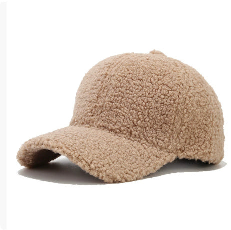 Baseball Cap Fashion Retro Solid Color Lamb Wool Curved Brim
