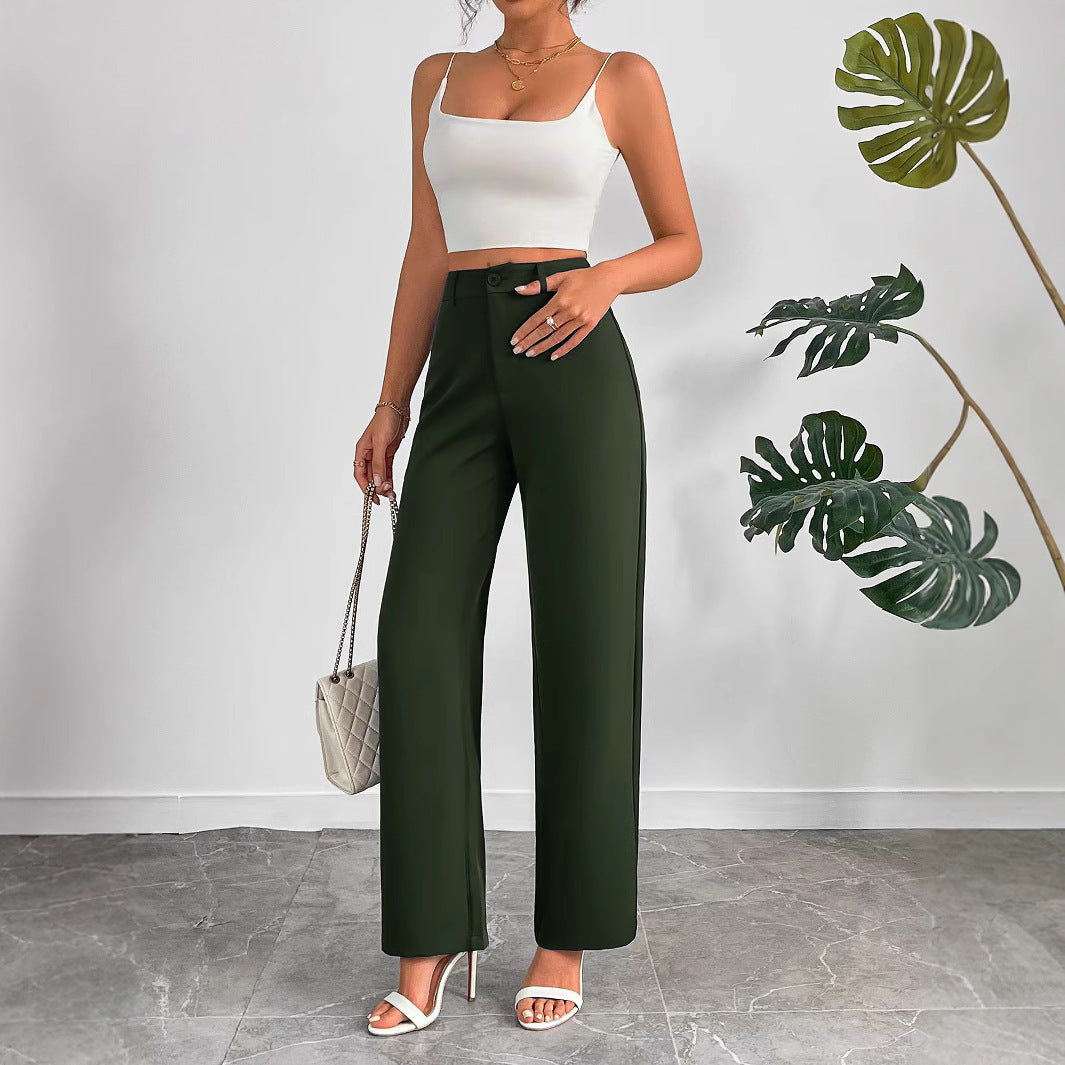 Plain Women's Clothing Temperament Leisure Straight-leg Pants