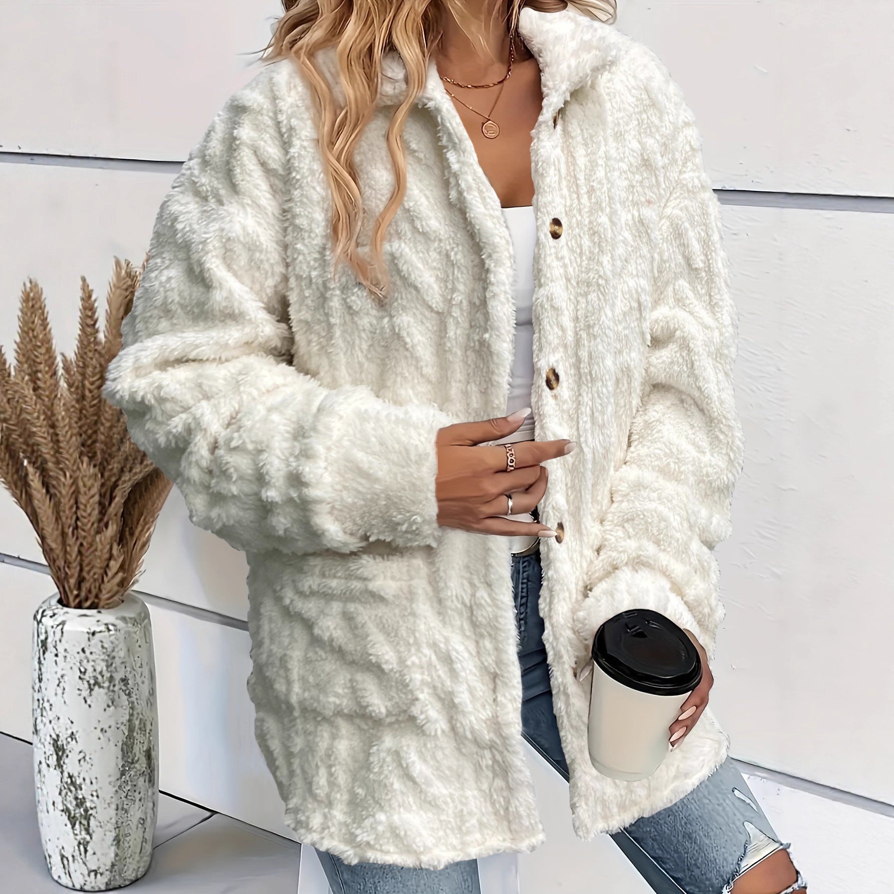 Casual Plush Long Sleeve Lapel Fashion Jacket