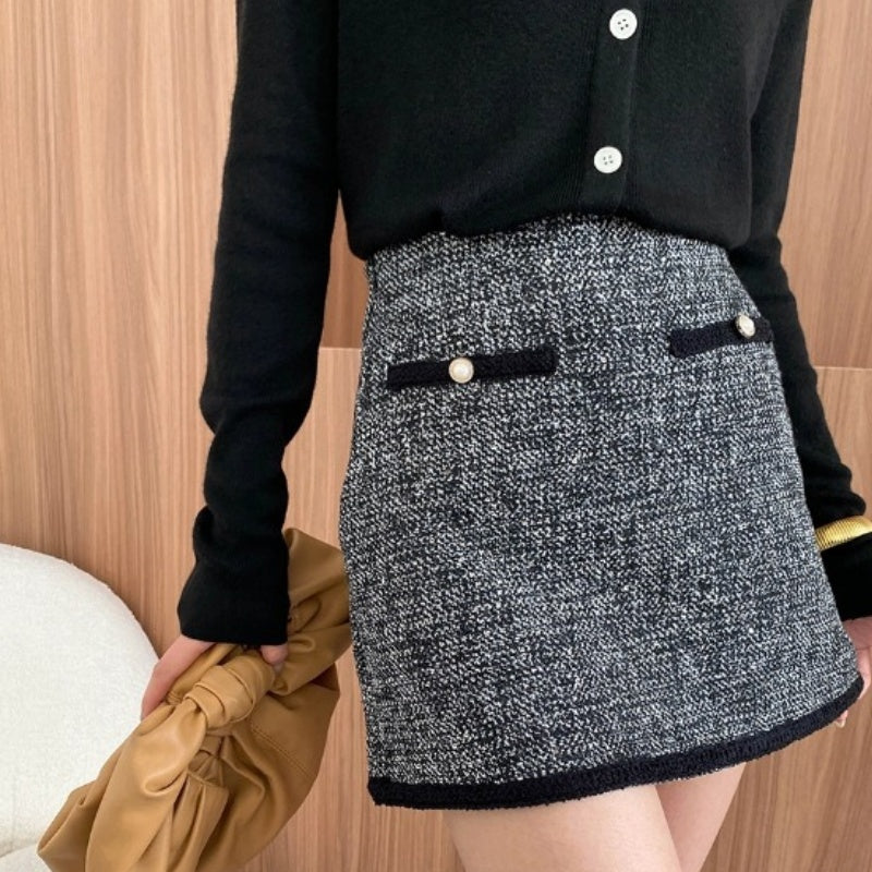 High-end Stylish French Style Classic Style A- Line Temperament Skirt