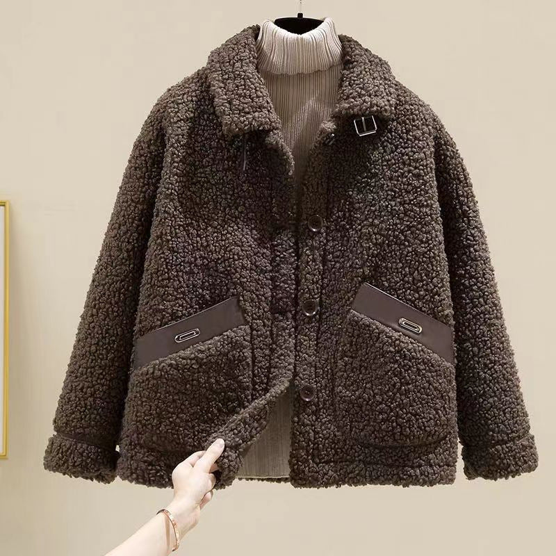 Lamb Wool Fur Integrated Wind-proof And Cold Protection Coat