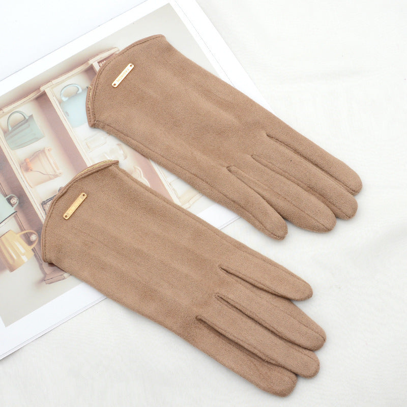 Women's Fleece Suede Gloves Warm And Cold Protection