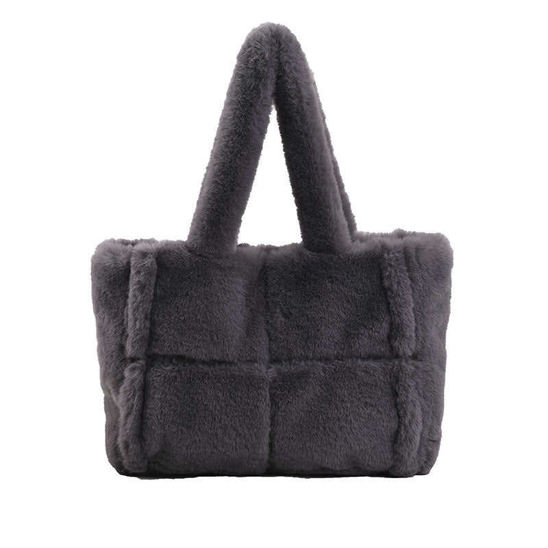 Women's Small Square Plush Shoulder Bag
