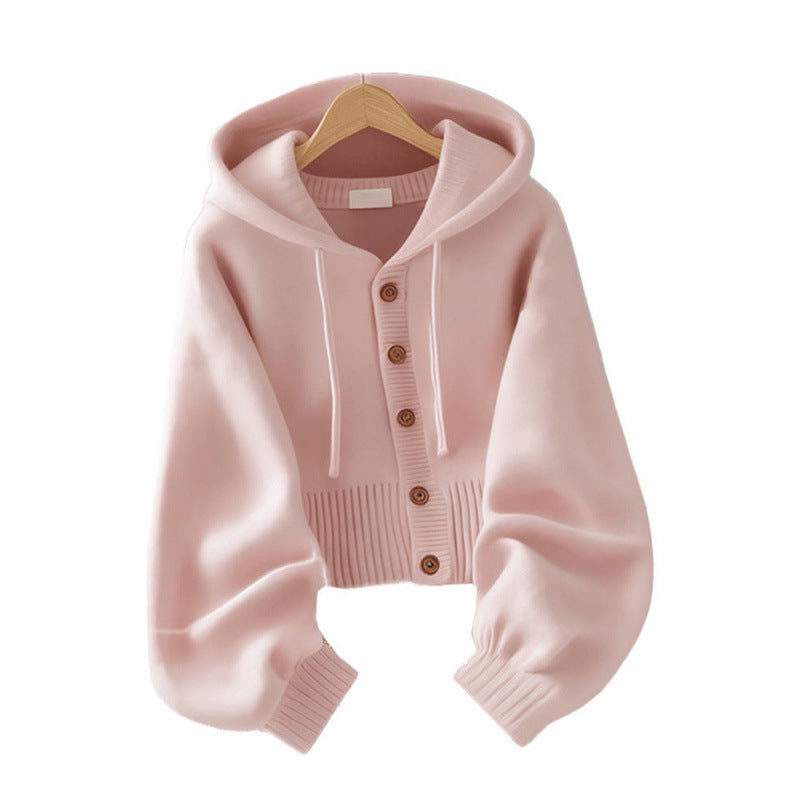 Soft Glutinous Hooded Sweater Coat Ladies
