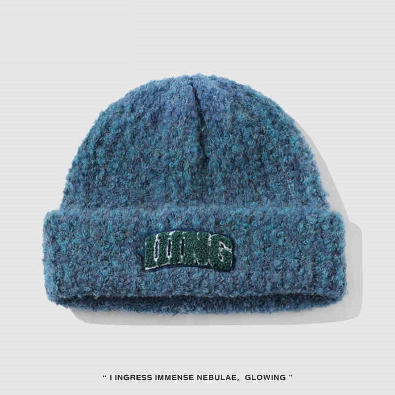 Wool Blend Vintage Gradient Embroidery Knitted Hat Women