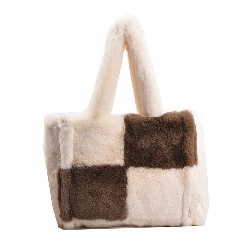 Women's Small Square Plush Shoulder Bag