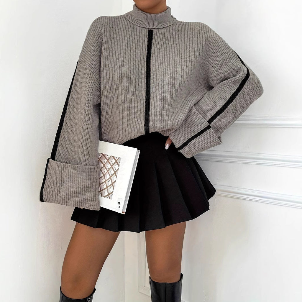 Women's Fashion High Collar Knitted Sweater