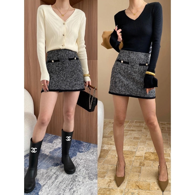 High-end Stylish French Style Classic Style A- Line Temperament Skirt