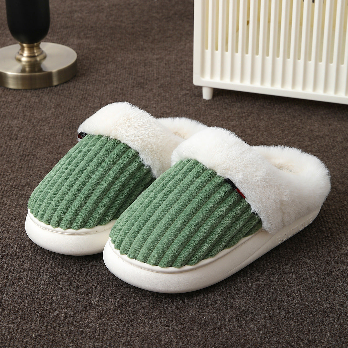 Warme Ribpluche Pantoffels - comfortabele Winter Slippers voor Thuis