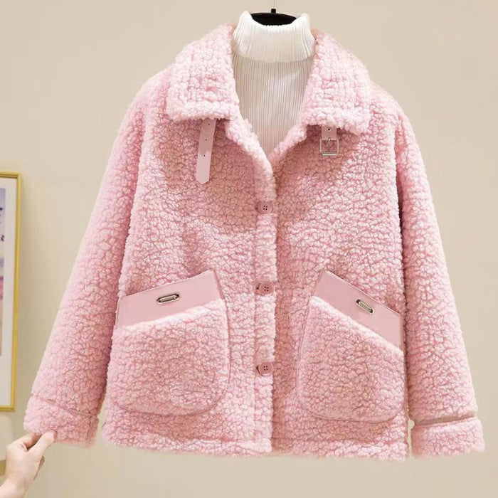 Lamb Wool Fur Integrated Wind-proof And Cold Protection Coat