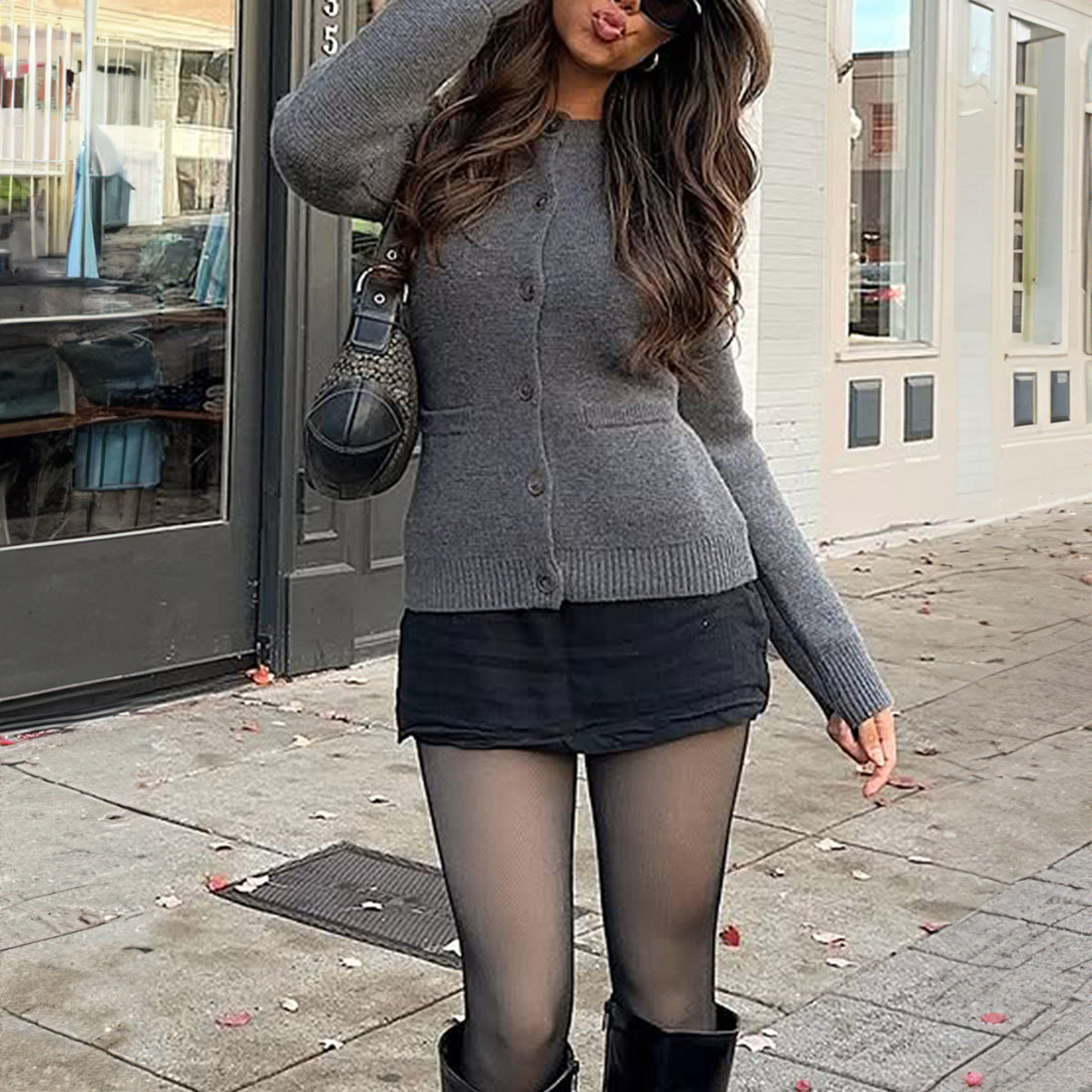 Casual Versatile Button-up Shirt Top Sweater Women