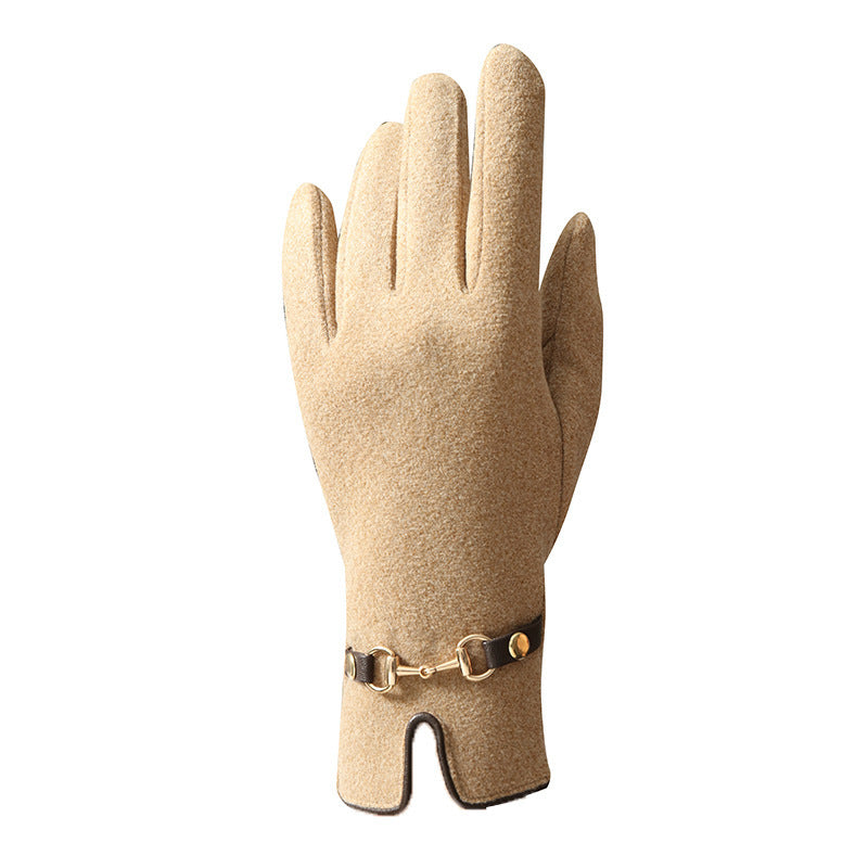 New German Velvet Gloves Women's Plush Warm Lovely And Cold Proof