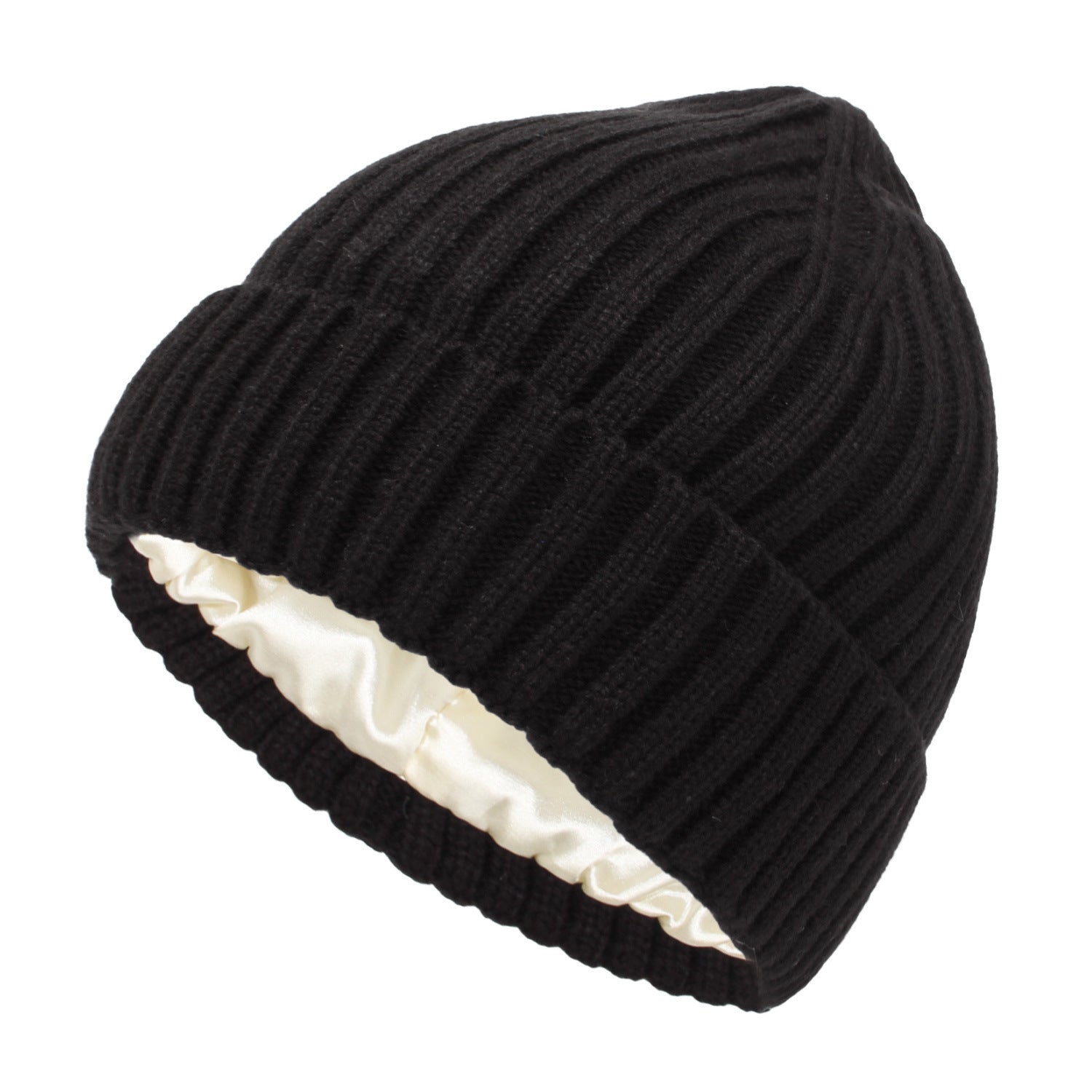 Satin Warm All-matching Slipover Knitted Hat