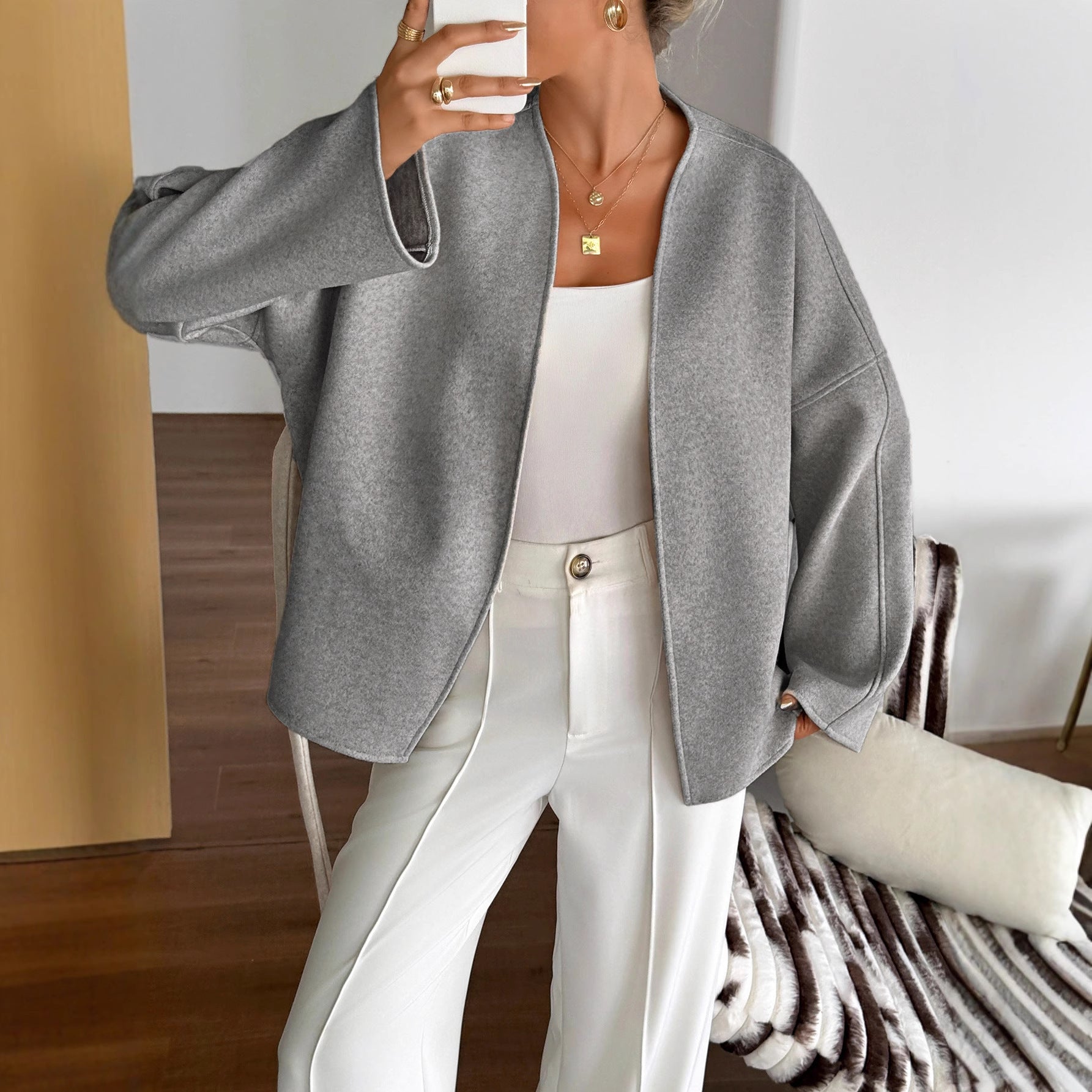 Casual Vacation Strap Long Sleeve Suit Coat Women's Clothing