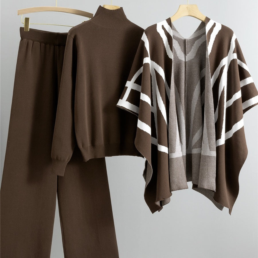 Casual Suit Women's Idle Style Knitwear Three-piece Set