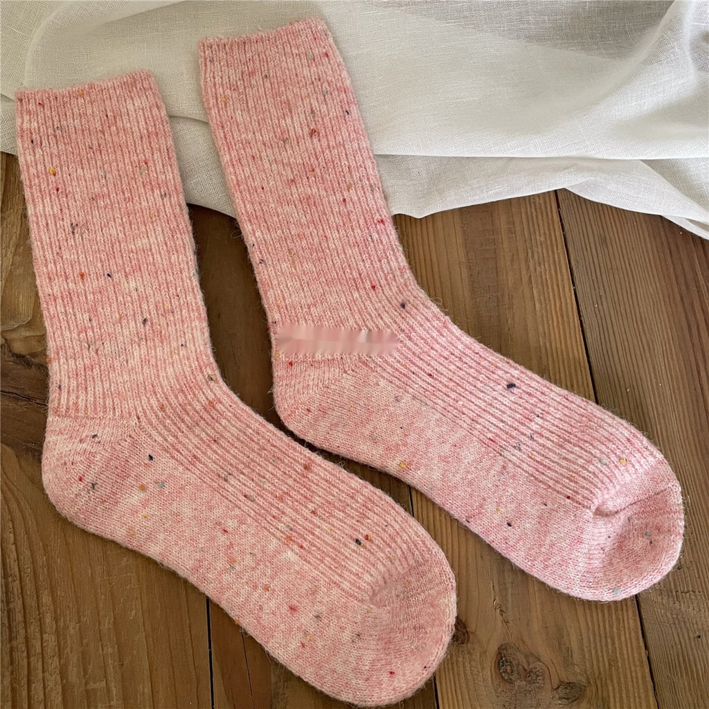 Female Solidcolor Mid-calf Length Cashmere Socks