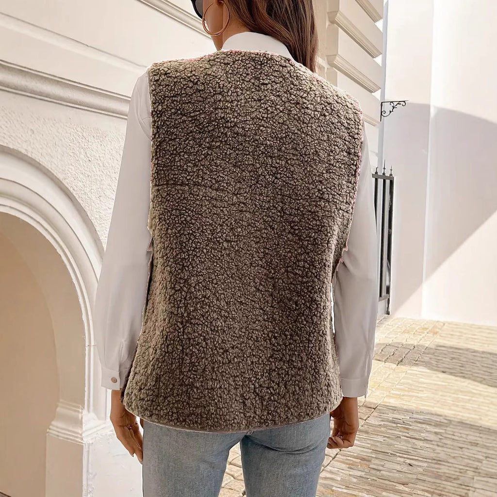 Fur Integrated Composite Loose Korean Outerwear Sleeveless Vest