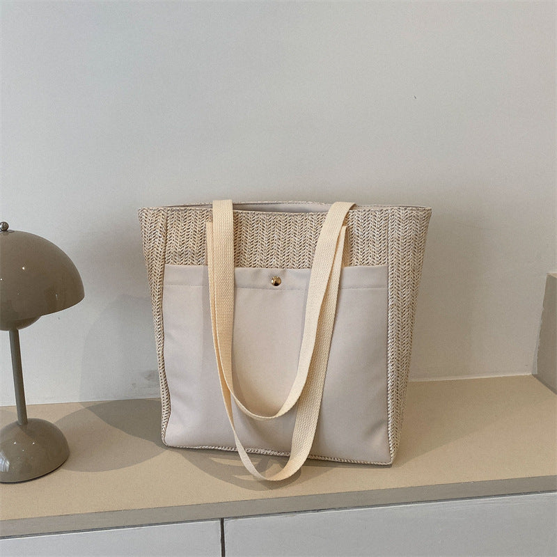 New Simple Casual One Shoulder Retro Large Capacity Tote Commuter Bag