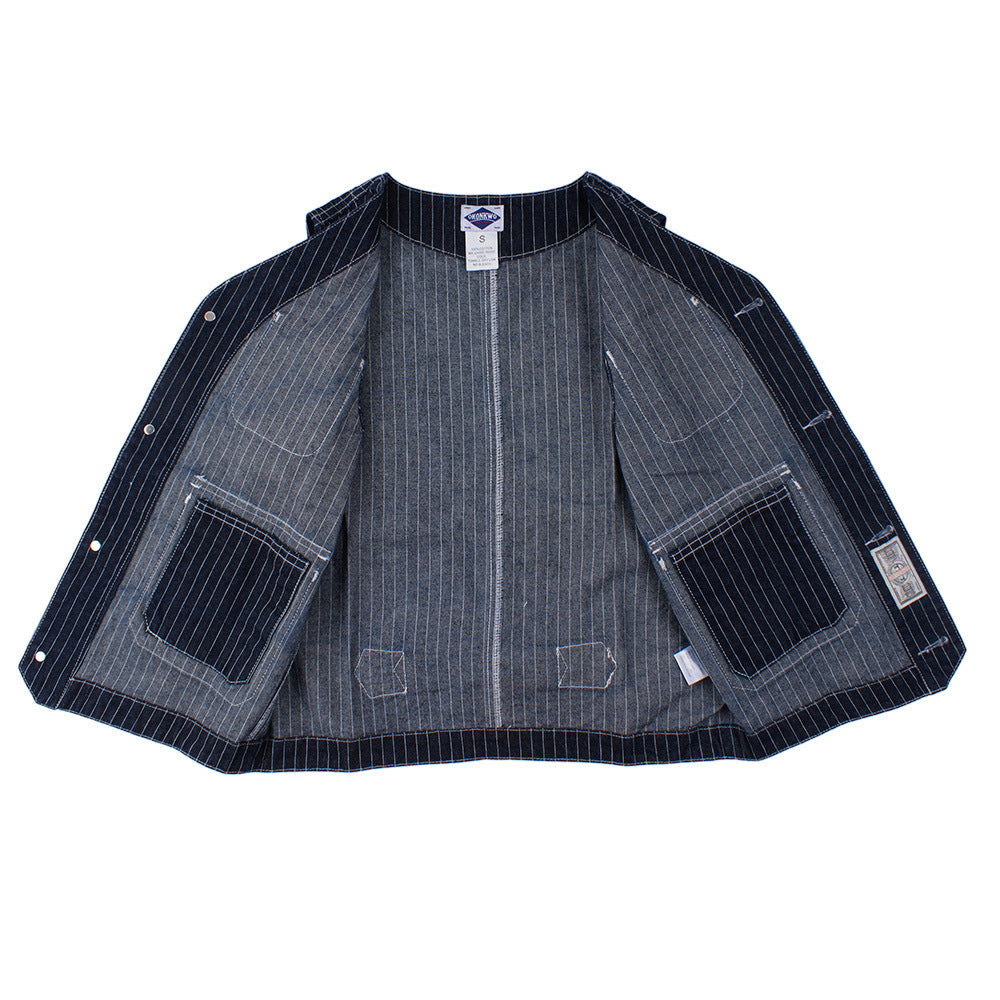 Striped Denim Retro Multi-pocket Male And Female Overalls Vest