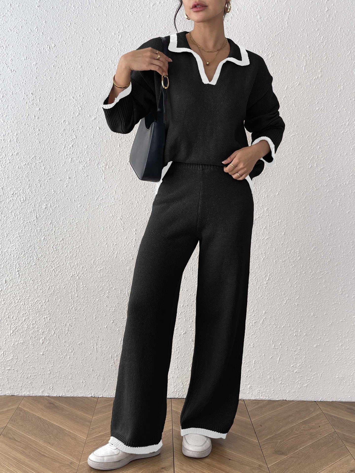 Sweater Wide-leg Casual Pants Two-piece Set