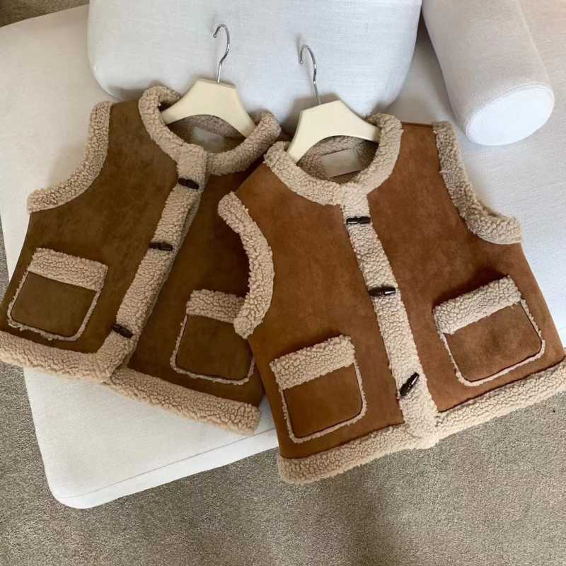 Lamb Fur And Fur All-matching Cute Anti-aging Horn Button Vest