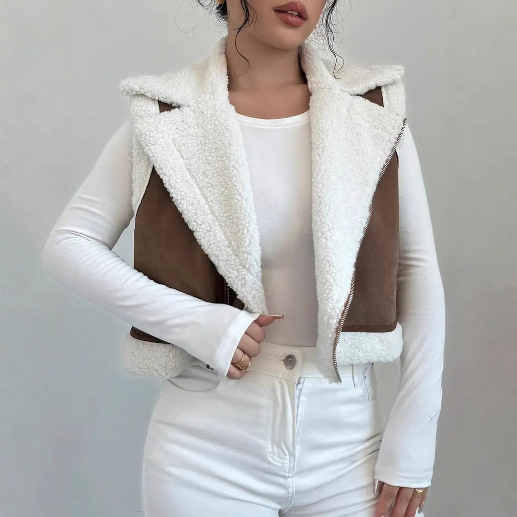 Western Style Light Fur Integrated Lamb Wool Vest