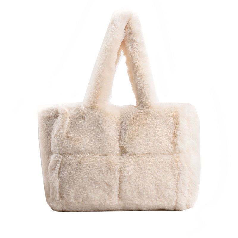 Women's Small Square Plush Shoulder Bag