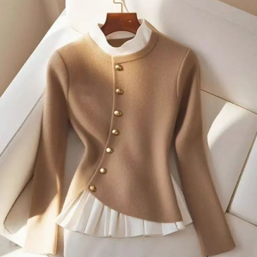 Fashion Temperamental Minority Pleated Skirt Hem Stitching Sweater