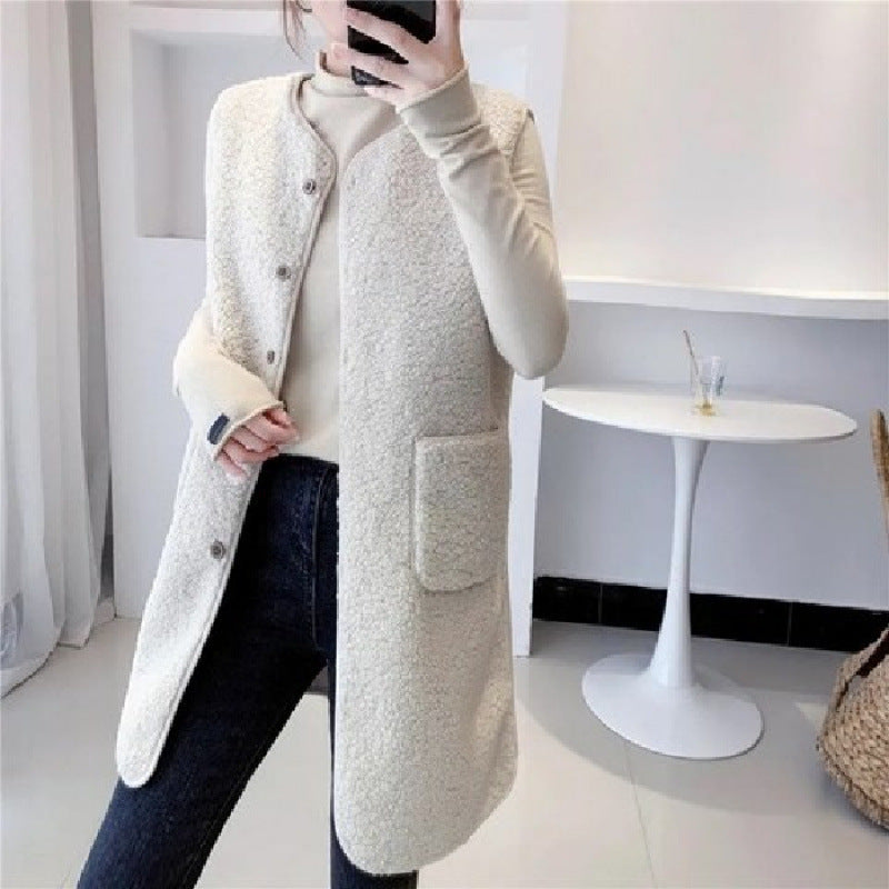 Lamb Wool Vest Mid-length Fur Fashion All-matching