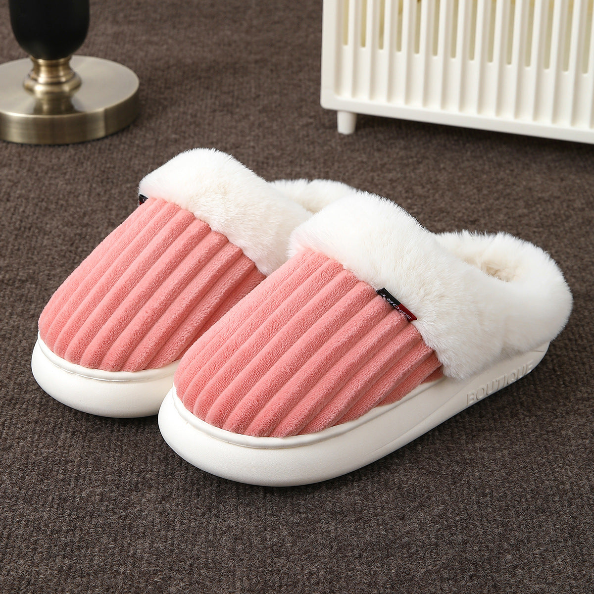 Warme Ribpluche Pantoffels - comfortabele Winter Slippers voor Thuis