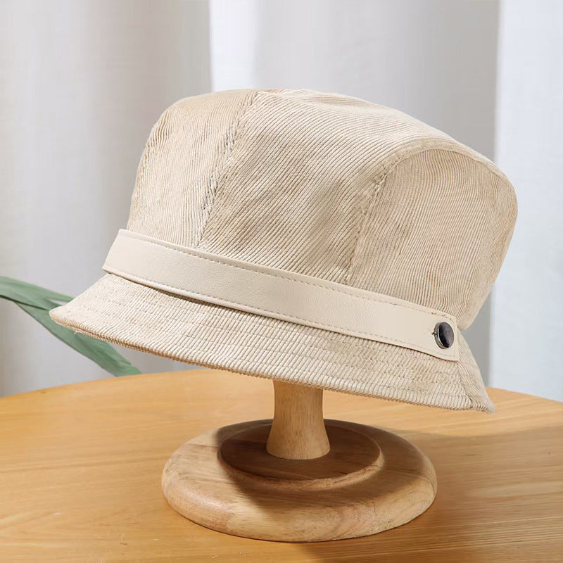 Corduroy Fisherman Hat Children's Autumn And Winter High-grade Hepburn Style