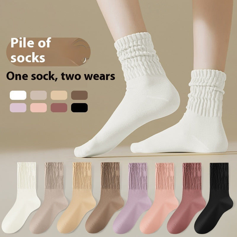 Autumn And Winter Cotton Socks Korean Style Girl Mid-calf Length