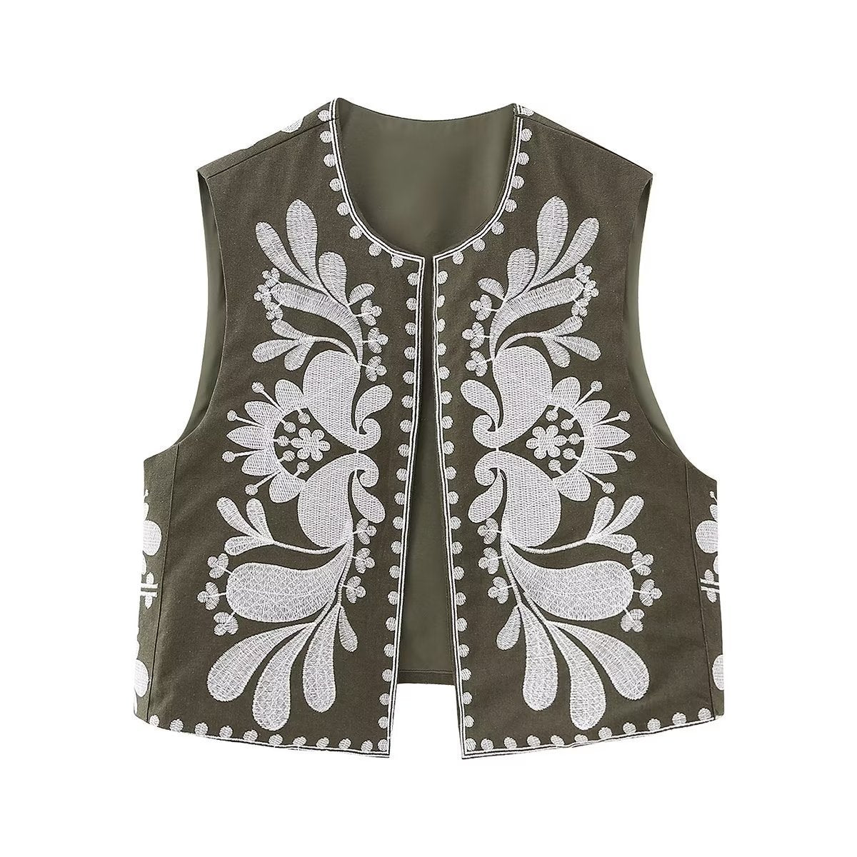 European And American Women's Clothing Sleeveless Embroidered Vest Women's Top