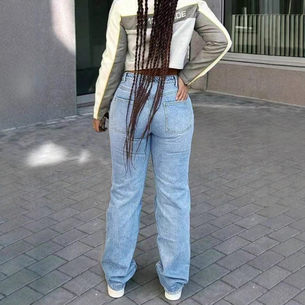 Elegant Elegant Party Rhinestone Women Wide-leg Jeans