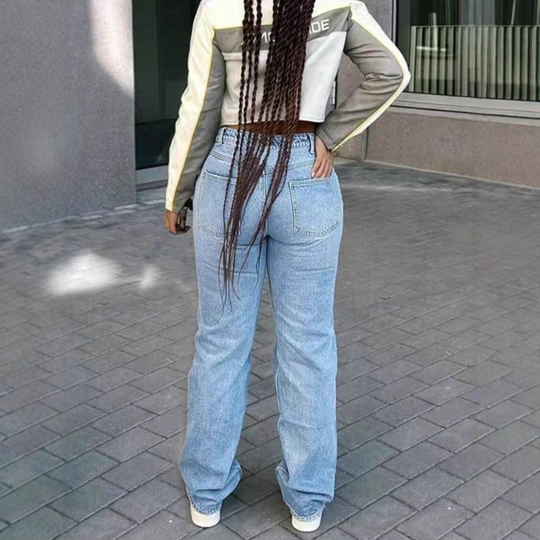 Elegant Elegant Party Rhinestone Women Wide-leg Jeans