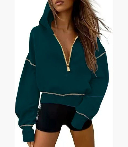 Women's Half Zipper Short Sweater