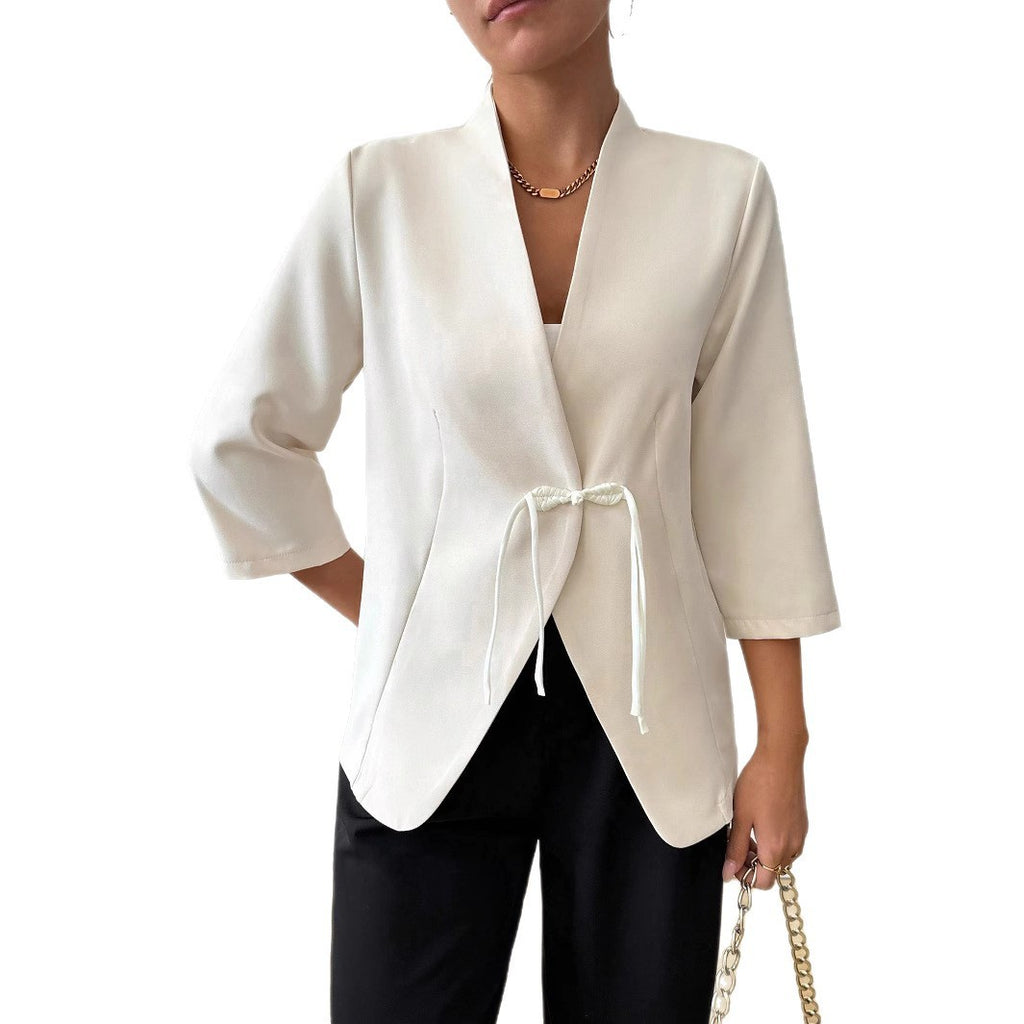 Spring And Summer New Satin Buckle Suit Jacket