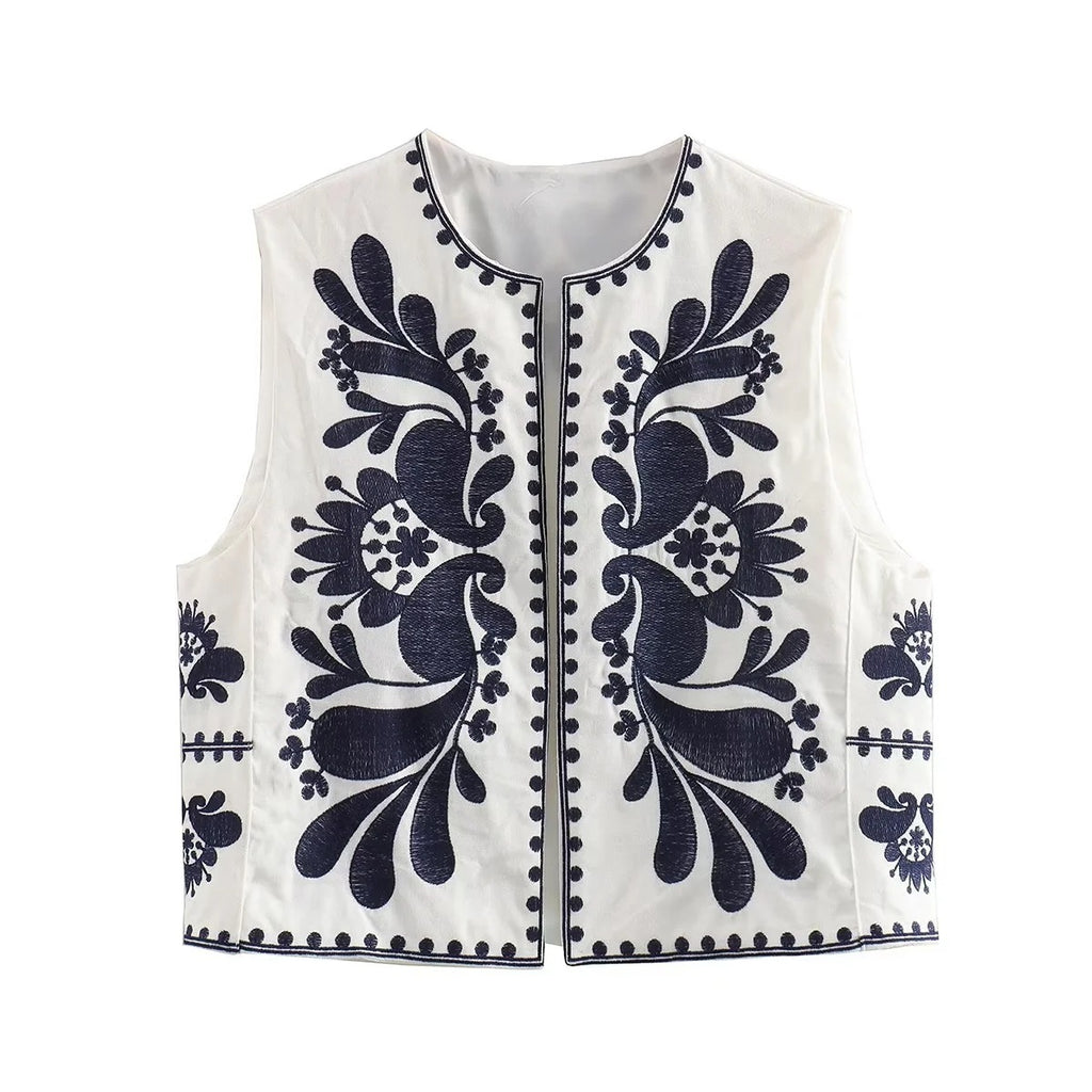 European And American Women's Clothing Sleeveless Embroidered Vest Women's Top
