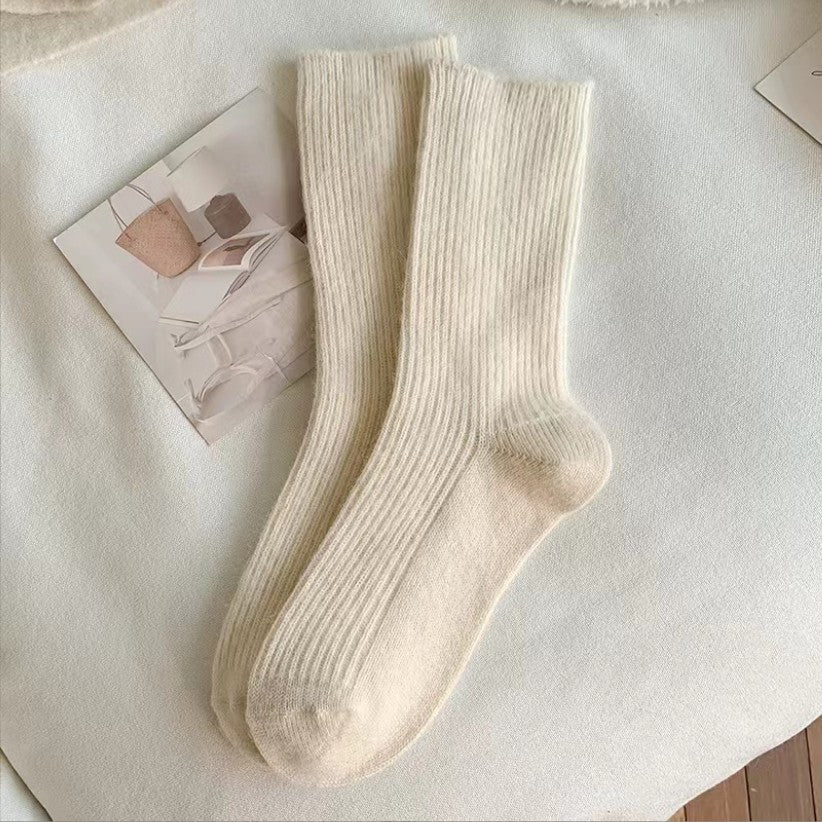 Pure Color All-matching Thickened Thermal Middle Tube Wool Socks Children
