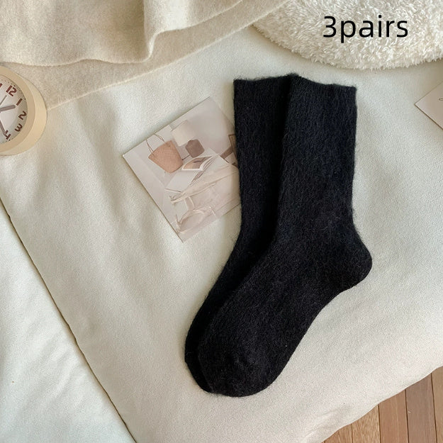 Pure Color All-matching Thickened Thermal Middle Tube Wool Socks Children