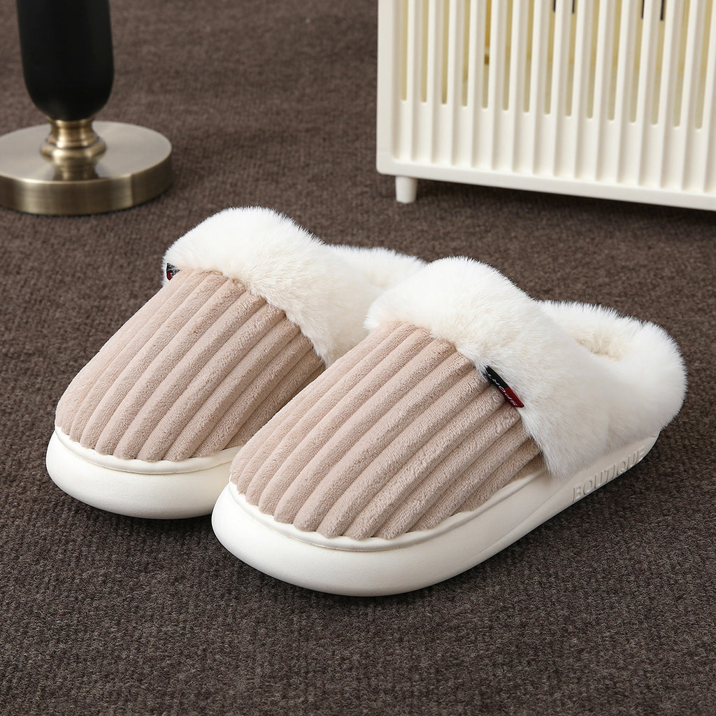 Warme Ribpluche Pantoffels - comfortabele Winter Slippers voor Thuis